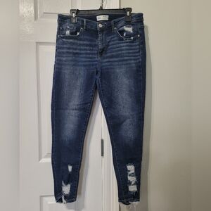 BKE Women's Blue Distressed Jeans